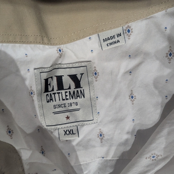 Ely Cattleman White Aztec Pearl Snap Shirt Mens 2XL Cowboy Western Long Sleeve - Picture 4 of 15